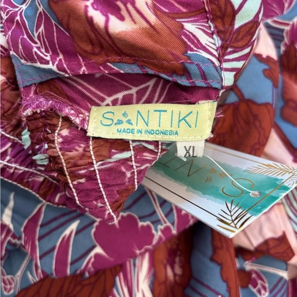 Santiki Daphne Floral V-Neck Midi Dress Size DL NWT Sleeveless - Picture 6 of 7